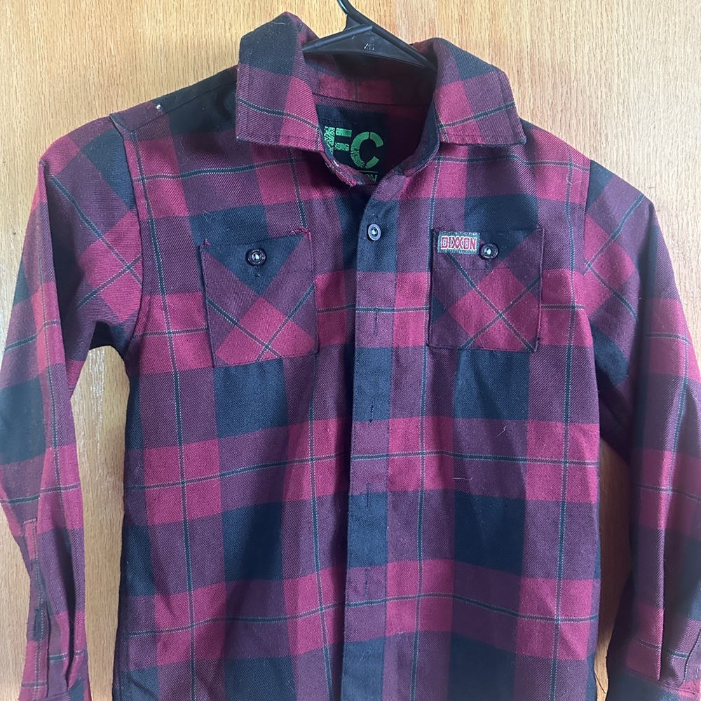 Youth Dixxon Maroon and Black Plaid Shirt